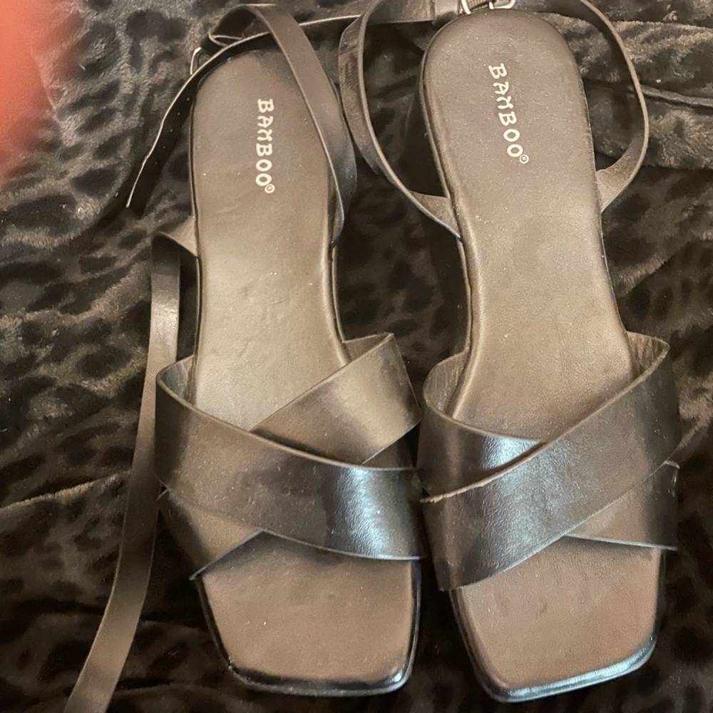 Black wedge sandals